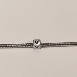 Silver V‎ Spacer Charm for Pandora Style Bracelet